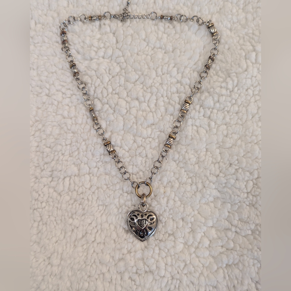 Elegant Two-Tone Heart Pendant Necklace